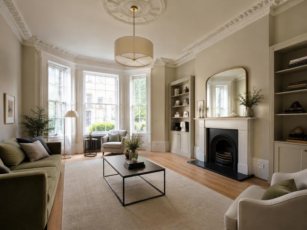 Refurbished Georgian townhouse living room